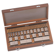 Gauge Block Set, Metric, Ins. Cert.,ASME 47 Blocks, Grade 00, Steel, Square Type