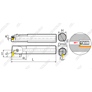 S20Q-MVUNR16 Резец токарный (державка) расточной по металлу